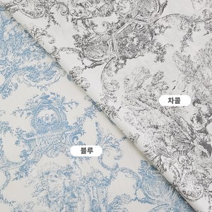 메르시 - 인견린넨 명화 뜨왈 혼방 원단 / 부드러운 재질 / 여름 홈패션 & 의류, 1개, 블루