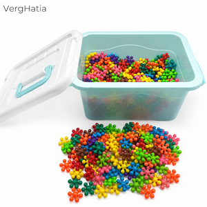 VergHatia 매화 입체 블록 장난감 600p 보관함 아동 창의력 조립 교구, 1세트, free
