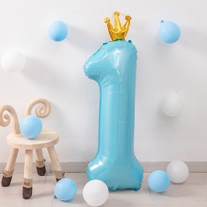 이벤트홀릭 초대형 왕관 숫자은박풍선, 블루 1