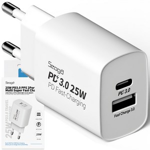 서가 C타입 초고속 충전기 어댑터 25W PD3.0 PPS 2포트 멀티, 화이트, 1개