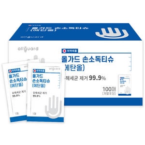 올가드 일회용 손소독티슈 낱개포장형, 100개입, 1개