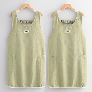 LINSHU 부드러움 통기성 앞치마 오염 방지 어깨끈 타입, 1세트, 그린+그린