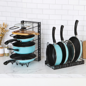 너비조절 후라이팬 냄비 정리대, 5단, 블랙
