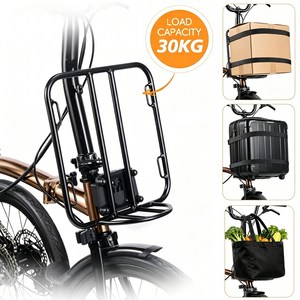 GTOG 브롬톤 자전거 프론트 Brompton 자전거 짐받이 캐리어 브롬톤 접이식 자전거 알루미늄 합금 짐칸 브롬톤 악세사리, 1개, 검정