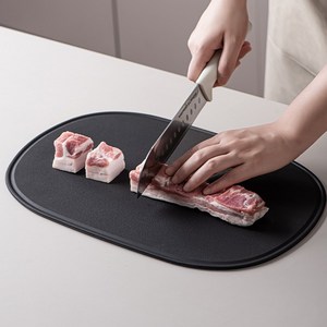 WHH 고급 심플한 TPU 주방 정균 도마, 1개, 블랙