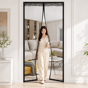리야코엘라 자동닫힘 현관 방충망 날파리 모기 방지, 검정색