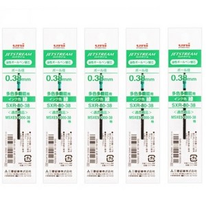 깡쓰 미쯔비시 유니 제트스트림 3색 4색 멀티 볼펜 리필심 0.38mm, 그린, 1개