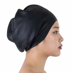 SWIM-LIST 아쿠아 전용 롱헤어 빅사이즈 고신축 대용량 수영모, 1개, 검정