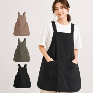 헤븐리 방수 양면 주방 카페 앞치마, 1개, 블랙