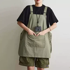 다퍼남 양면 포켓 멜빵 앞치마, 카키, 1개