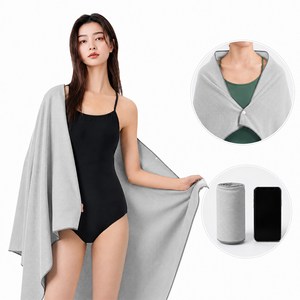 Niftynest 대형 스포츠 타올 운동 땀수건 휴대용 성인 비치타월 80x130cm초경량 샌드프리 빠른 흡수 건조 똑딱이, 그레이, 1개