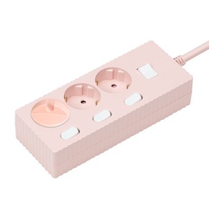 파워존 웨이브 고용량 개별스위치 멀티탭 과부하차단 3구 멀티콘센트 전기코드 50cm 1.5m 3m 5m 7m, 1개, 파스텔핑크, WME0415WT
