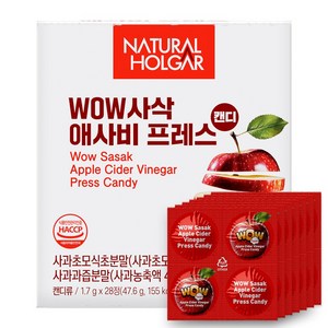 네츄럴올가 유기농 WoW사삭 애사비 캔디 고체 사과식초, 1개, 28정