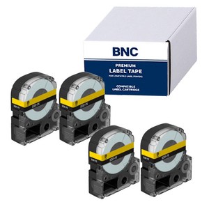 BNC 엡손 호환 라벨테이프 라벨프린터기 라벨기 테이프, 36mm, 노랑바탕/검정글자 4개