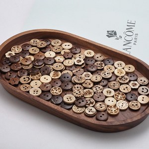 200p 원형 나무 단추 클래식 엔틱 레트로 소품 바느질 DIY 부자재, 1번+4번