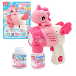 원앤원 LED 10버블홀 유니콘 자동 버블건 + 버블용액 100ml x 2p 세트, 핑크, 1세트