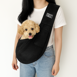 오썸머 강아지 고양이 메쉬 슬링백 이동가방 포대기, 1개, 블랙