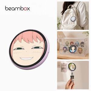 [국내 배송] beambox Niji 디스플레이 배지 디지털 전자 뱃지 배지 1년 AS 1.53inch 45mm 고화질 다이나믹 디지털 액자 블루투스 badge LED 애니메이션, 핑크