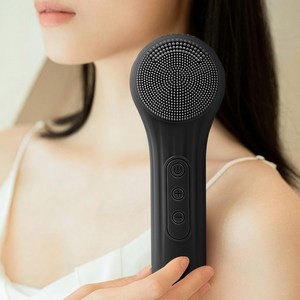 LOMESO 진동클렌저 실리콘 브러시 세안 전동 클렌저 온열 얼굴클렌징기계, 블랙, SK0308