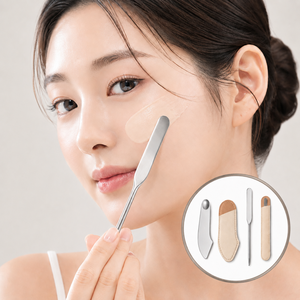 이든리브 얇고 균일한 밀착 메이크업 스파츌라 2P, 1세트, 실버