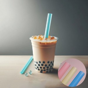 12파이 빨대 파스텔색상 벌크포장 버블티빨대 스무디빨대 12mm, 1세트, 200개입
