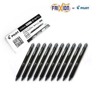 파이롯트 프릭션 볼 노크 중성펜 0.5mm, 블랙, 10개