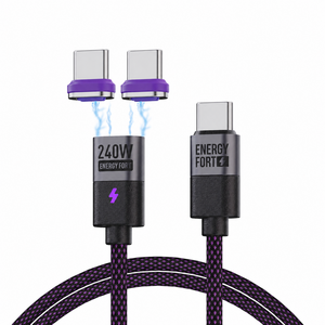 시카이 PD 240W Max 초 고속 마그네틱 충전 케이블 자석 케이블 USB A+C to C/Micro USB C to C/Micro, 1개, C케이블*1+C팁*2, 0.5m