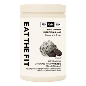 잇더핏 단백질 쉐이크 대용량(쿠키앤크림맛), 1개, 520g