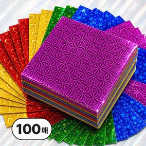 데이베크 반짝이 홀로그램 색종이 무지개 대용량 100매, 1개, 5색