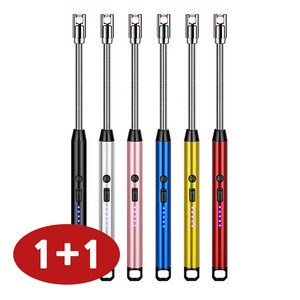 1+1 REGN KC인증 USB 충전식 점화기 전기라이터 캠핑 캔들 점화스틱 5시건 당일배송, 로즈골드+로즈골드, 1개