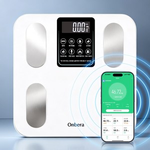 Onbera 스마트 가정용 블루투스 체지방 체중계, 1개, 흰색, P9