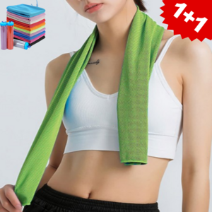 492팩토리 스포츠 타올 아이스 쿨타올 다용도수건 케이스 세트 100cm x 30cm, 2개, 그린