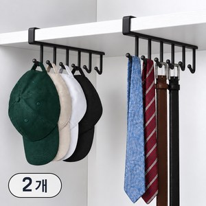 NUNUHANA 무타공 다용도 수납형 선반 후크걸이 옷장용, 2개, 블랙