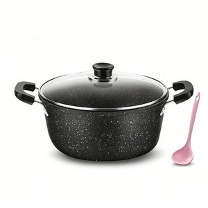 WHH 맥반석 코팅 냄비 3종 대용량 냄비 양수냄비, 1개, 블랙, 30cm