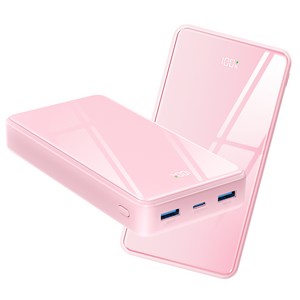 YINTO PD 22.5W QC3.0 잔량표시 대용량 고속충전 보조배터리 30000mAh, 핑크, JM5