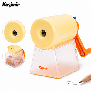 Kasimir 크랭크식 연필깎이 5단계 굵기 조절 부스러기 통, 1개, 버터 엘로우(모든 연필 호환)