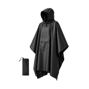 JHD PICK 3WAY 멀티 판초 우비 성인 남녀공용 캠핑 등산 레인코트, 1개, 블랙(Black)