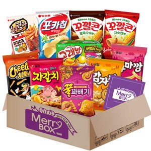 봉지스낵 과자세트 8호{포카칩+스윙칩+신짱+카라멜땅콩+고래밥+눈을감자+자갈치+꿀꽈배기+감자깡+고구마깡}+메세지카드, 1박스