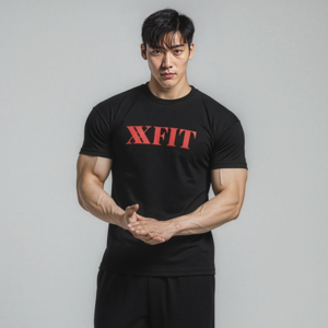 어깨 넓어보이는 와일드숄더 머슬핏 반팔 티셔츠 빅로고 더블엑스핏