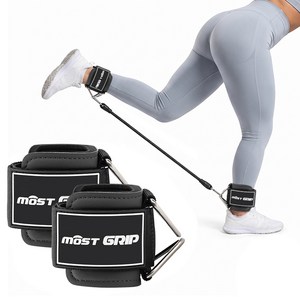 MOST GRIP 듀얼링 앵클 스트랩 헬스 트레이닝 버클, 검정색, 1개
