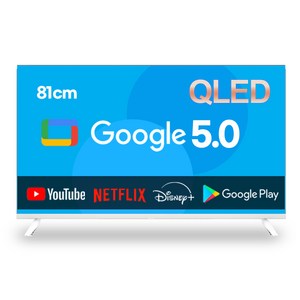 이브이 32인치 QLED 81cm HD 스마트 구글TV 5.0 화이트 LG패널 에너지효율 1등급, 32인치 HD 구글TV 화이트, 스탠드형, 고객직접설치