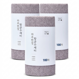 데일리워터 하루한장 일회용 수세미, 그레이 브라운, 100개입, 3개