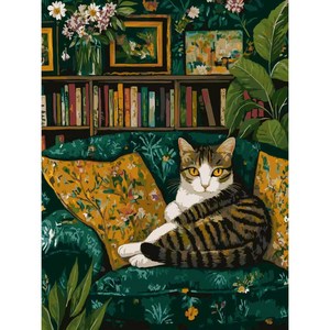 luntim DIY 명화그리기 유화 그림 그리기 선물 아크릴화 30x40 고양이 감성 힐링 그림, 1개, 꽃방의 고양이