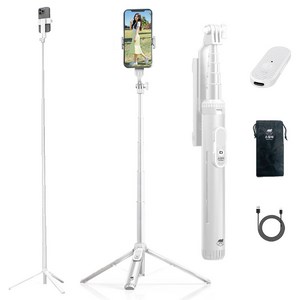 스틸덕 155cm 최고봉 셀카봉 삼각대 올인원 블루투스 C타입 리모컨, 화이트, 1개