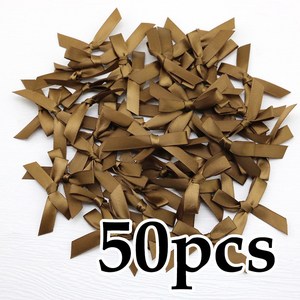 YH 미니 완성리본 리본완제품 장식리본 4cm, 50개, 브라운