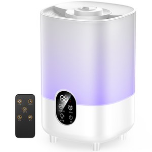 EYY 4.5L 대용량 초음파 가습기 무소음 가정용 스마트 디지털 디스플레이 리모컨 탑재 UV 살균 타이머 기능, 화이트, 1개