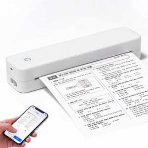 RUN기술 AI 휴대용 프린터 A4 라벨 포토 감열식 블루투스 오답노트, 1개, 03A-화이트