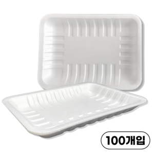 트레이 18호 백색 스티로폼 PSP 정육 야채 수산 족발 일회용, 1개, 100개입