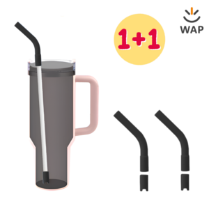 WAP 1+1 텀블러 빨대 실리콘 커버 구부러지는 마개형 스트로우캡, 2개, 블랙
