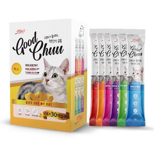 굿츄 고양이 간식 15g x 30p, 6개, 450g, 믹스